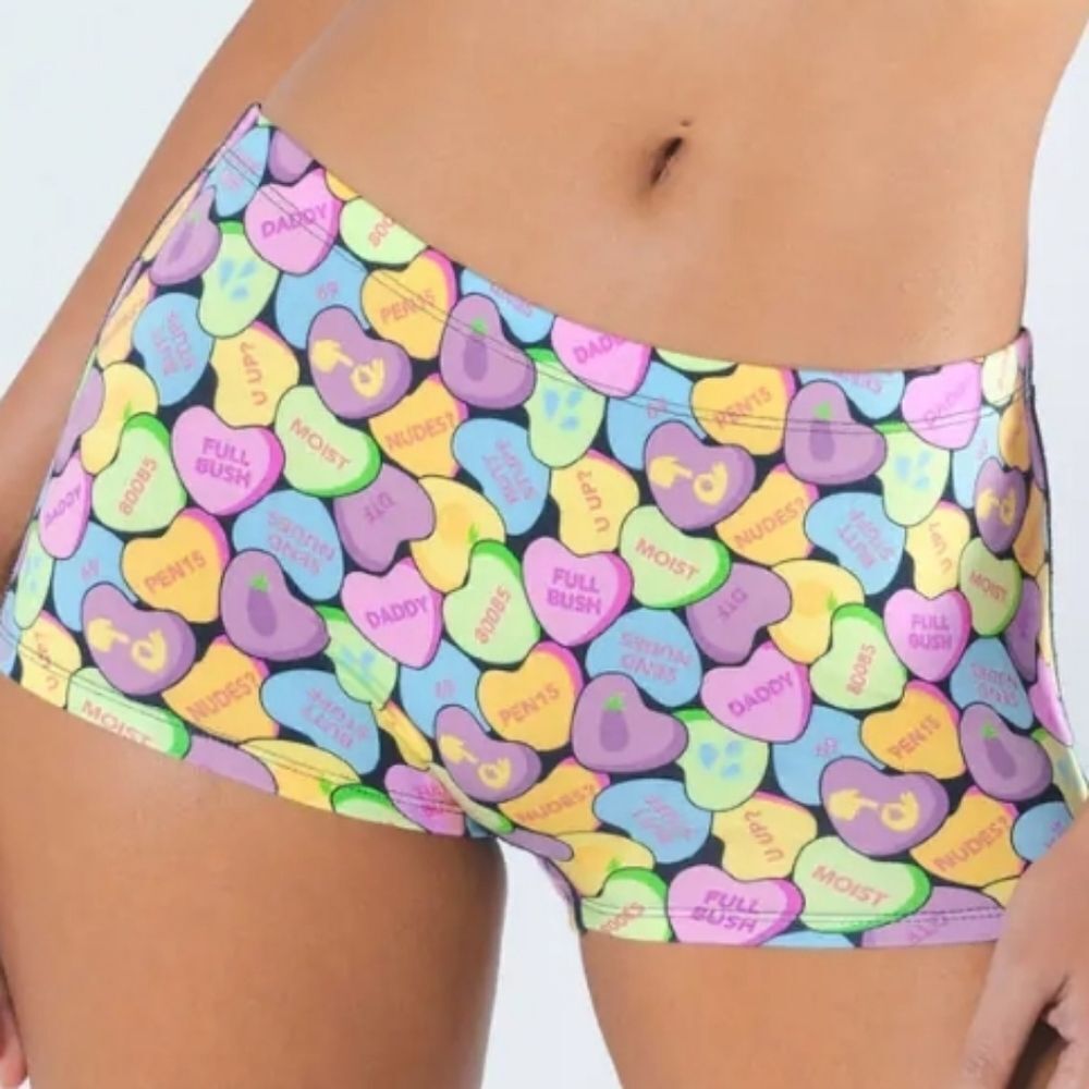 New Shinesty The Candy Crush Candy Hearts Modal Boyshort Underwear Sz Large